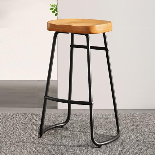 IMUNKT Bistrohocker Barhocker Aus Holz Und Metall Tresenhocker 45/65/75cm Barstuhl Küchenstühle Holz Sitz Gartenstuhl Industrie-Design(Light brown,75cm/29.5inch) von IMUNKT