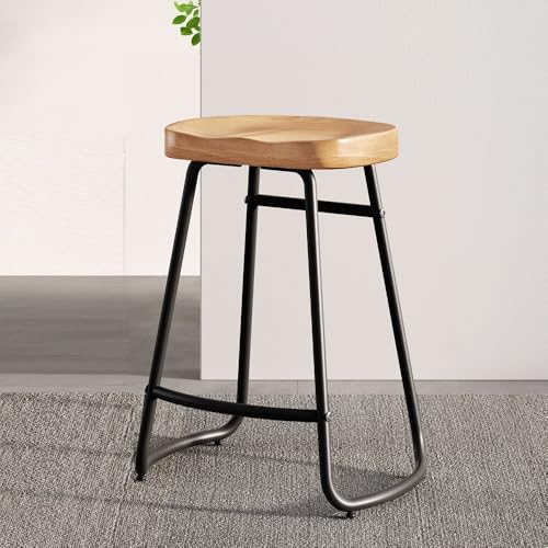 IMUNKT Bistrohocker Barhocker Aus Holz Und Metall Tresenhocker 45/65/75cm Barstuhl Küchenstühle Holz Sitz Gartenstuhl Industrie-Design(Wood,65cm/25.6inch) von IMUNKT