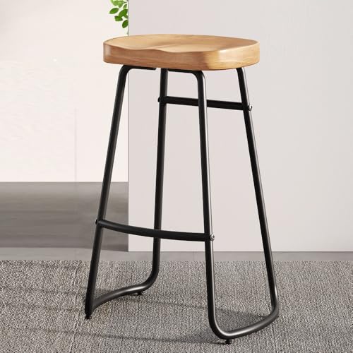 IMUNKT Bistrohocker Barhocker Aus Holz Und Metall Tresenhocker 45/65/75cm Barstuhl Küchenstühle Holz Sitz Gartenstuhl Industrie-Design(Wood,75cm/29.5inch) von IMUNKT