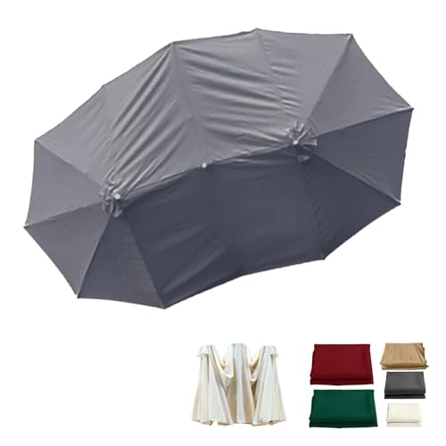 IMUNKT Doppelsonnenschirm Ersatzbezug 460x270cm Terrassenschirm Ersatz Abdeckung 12 Streben Ersatz-Sonnenschirm Stoff Marktschirm Ersatzdach UV Schutz(Grey) von IMUNKT