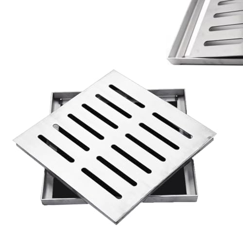 IMUNKT Edelstahl-Ablaufgitter Entwässerungsrinne Quadratischer Bodenablauf 100/150/200/400mm AußenAbflussgitter Kanalrost Für Hof-Regenwasserabläufe(10x10cm/3.9x3.9in) von IMUNKT