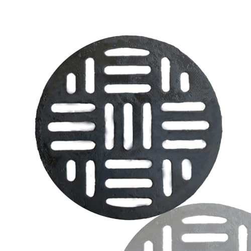 IMUNKT Gusseisen-Abflussrost 30cm Runde AußenAbflussgitter Robuster Kanalrost Abflussabdeckung Schwarz Entwässerungsrost Für Hof Garten Betonboden(62x62x3cm-24.4x24.4x1.2in) von IMUNKT