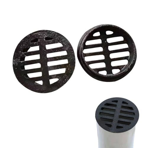 IMUNKT Gusseisen Bodenablauf Kleiner Runde Abflussrost Steckbare Bodenablaufabdeckung Für Außenbereich, Anti-Verstopfung Filter, Schwarz(160mm/6.3") von IMUNKT