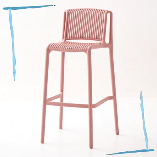 IMUNKT Küchenhocker Aus Kunststoff, Barhocker Tresenstuhl Mit Rückenlehne, 75cm Hoch Esszimmerstuhl, Modern Barstuhl Stapelstuhl, Braun/Grün/Rot/Schwarz/Weiß(Pink) von IMUNKT
