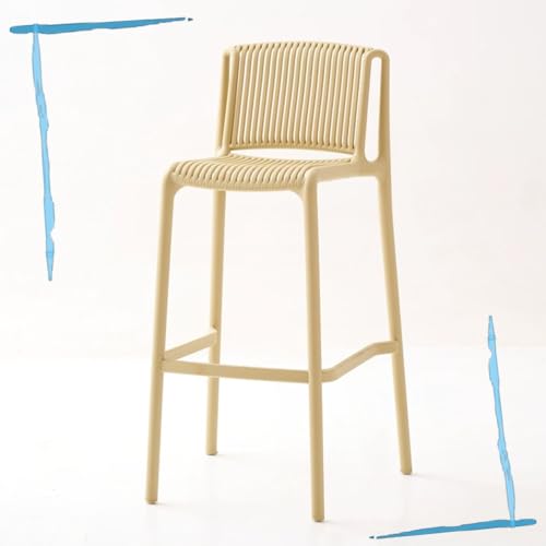 IMUNKT Küchenhocker Aus Kunststoff, Barhocker Tresenstuhl Mit Rückenlehne, 75cm Hoch Esszimmerstuhl, Modern Barstuhl Stapelstuhl, Braun/Grün/Rot/Schwarz/Weiß(Yellow) von IMUNKT