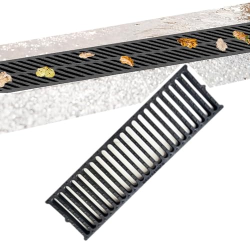 IMUNKT Kunststoff Ablaufgitter Grabenabdeckung, 50x15cm Kanalrost Entwässerungsrinne, Abwasserrost Schwarz Rechteckig Kanalgitter Für Gehweg, Terrasse, Pool(50x10x2cm/19.7x3.9x0.8in) von IMUNKT