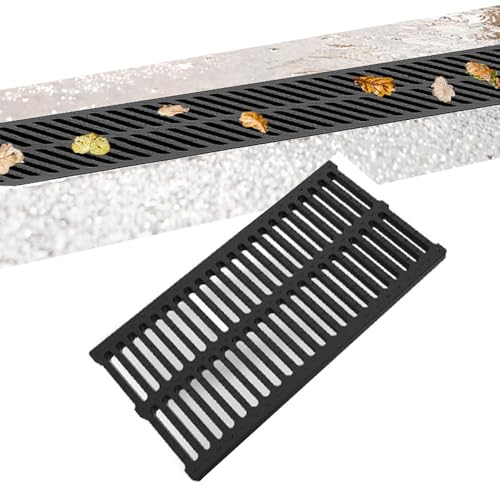 IMUNKT Kunststoff Ablaufgitter Grabenabdeckung, 50x15cm Kanalrost Entwässerungsrinne, Abwasserrost Schwarz Rechteckig Kanalgitter Für Gehweg, Terrasse, Pool(50x30x2cm/19.7x11.8x0.8in) von IMUNKT