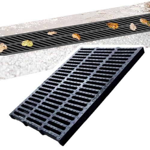 IMUNKT Kunststoff Ablaufgitter Grabenabdeckung, 50x15cm Kanalrost Entwässerungsrinne, Abwasserrost Schwarz Rechteckig Kanalgitter Für Gehweg, Terrasse, Pool(50x35x4cm/19.7x13.8x1.6in) von IMUNKT