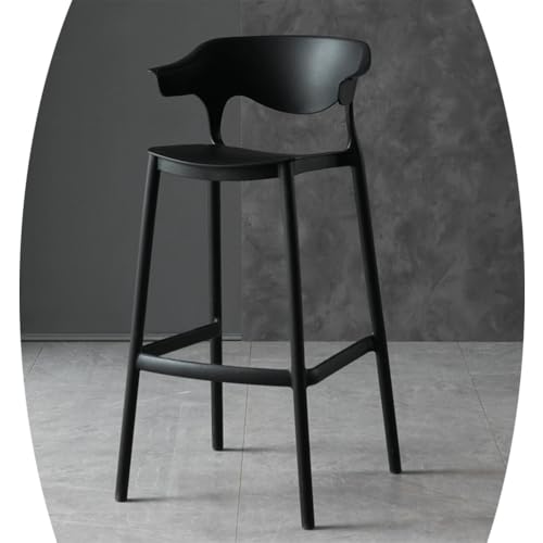 IMUNKT Kunststoff Barstuhl Stapelbar Tresenhocker 65cm 75cm Hochstuhl Für Küchen, Büro, Theke Moderne Barhocker Mit Fußstütze Und Lehne Moderne(Black,65cm/25.6in) von IMUNKT