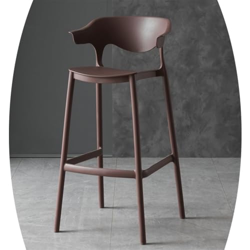 IMUNKT Kunststoff Barstuhl Stapelbar Tresenhocker 65cm 75cm Hochstuhl Für Küchen, Büro, Theke Moderne Barhocker Mit Fußstütze Und Lehne Moderne(Brown,65cm/25.6in) von IMUNKT
