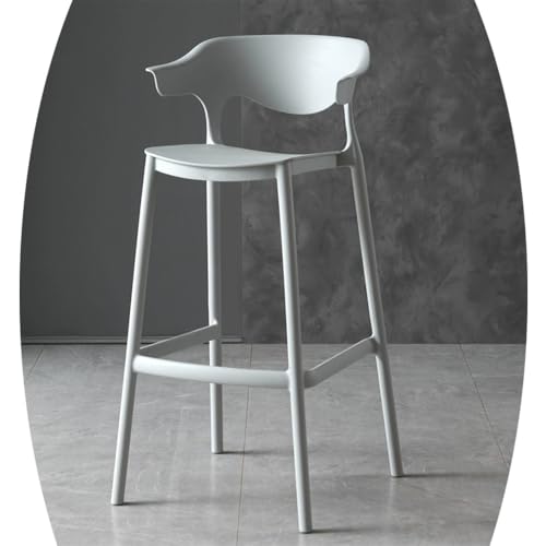 IMUNKT Kunststoff Barstuhl Stapelbar Tresenhocker 65cm 75cm Hochstuhl Für Küchen, Büro, Theke Moderne Barhocker Mit Fußstütze Und Lehne Moderne(Light grey,75cm/29.5in) von IMUNKT