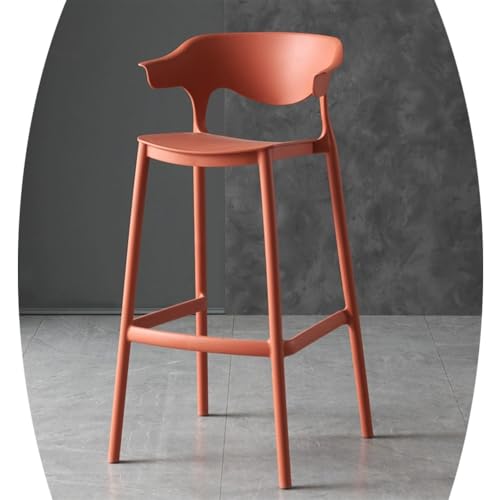 IMUNKT Kunststoff Barstuhl Stapelbar Tresenhocker 65cm 75cm Hochstuhl Für Küchen, Büro, Theke Moderne Barhocker Mit Fußstütze Und Lehne Moderne(Orange,65cm/25.6in) von IMUNKT