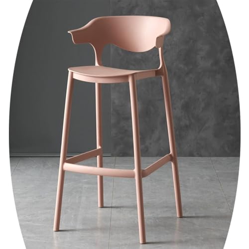 IMUNKT Kunststoff Barstuhl Stapelbar Tresenhocker 65cm 75cm Hochstuhl Für Küchen, Büro, Theke Moderne Barhocker Mit Fußstütze Und Lehne Moderne(Pink,65cm/25.6in) von IMUNKT
