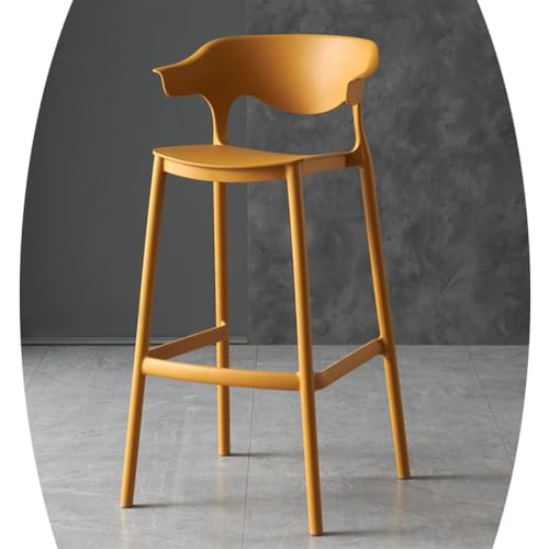 IMUNKT Kunststoff Barstuhl Stapelbar Tresenhocker 65cm 75cm Hochstuhl Für Küchen, Büro, Theke Moderne Barhocker Mit Fußstütze Und Lehne Moderne(Yellow,65cm/25.6in) von IMUNKT