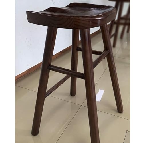 IMUNKT Massivholz Küchenhocker Tresenhocker Mit Fußstütze Barhocker 65cm Höhe Hocker Für Bistro Esszimmer Wohnzimmer Ergonomischer Stuhl(Black walnut,55cm/21.6inch) von IMUNKT