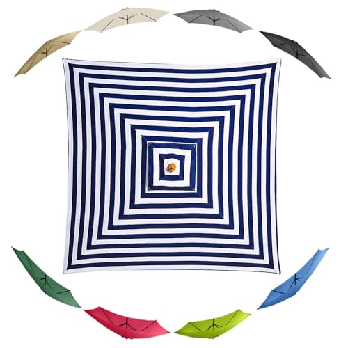 IMUNKT Quadratischer Sonnenschirm-Ersatzdach 2x2m Marktschirm Bespannung Ersatzbezug 4 Streben Terrassenschirm Baldachin Rot/Grün/Grau/Beige/Blau(Stripe) von IMUNKT