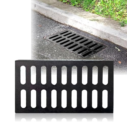 IMUNKT Rechteckig Abflussrost Aus Gusseisen 50x40cm Kanalrost Klasse B125, Regenwasser Ablaufgitter, Abwasserrost Für Betonboden, Hof, Auffahrt, Garage(50x50x3cm-20x20x1.2in) von IMUNKT