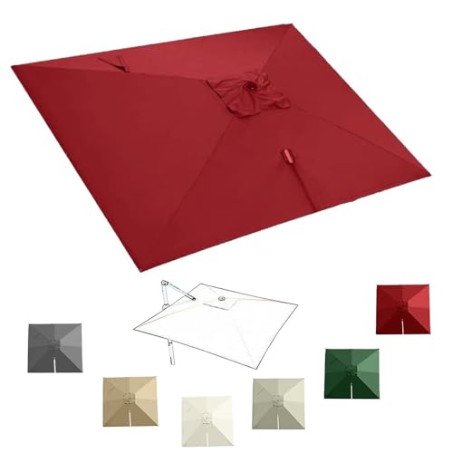 IMUNKT Rechteckig Sonnenschirm Ersatzdach 3x3m 3x4m Groß Ampelschirm Ersatzbezug Gartenschirm-Stoffbezug Ersatz Baldachin Für Marktschirm 8 Rippen(Burgundy,2.5x2.5m (8x8ft)) von IMUNKT