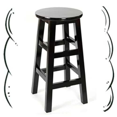 IMUNKT Round Barhocker Massivholz Tresenhocker Küchenhocker Schwarz/Braun/Grün Bistrohocker Barstuhl Sitzhöhe 80cm Hochstuhl Für Esszimmer(Black,65cm/26in) von IMUNKT
