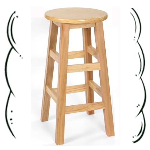 IMUNKT Round Barhocker Massivholz Tresenhocker Küchenhocker Schwarz/Braun/Grün Bistrohocker Barstuhl Sitzhöhe 80cm Hochstuhl Für Esszimmer(Wood,75cm/30in) von IMUNKT