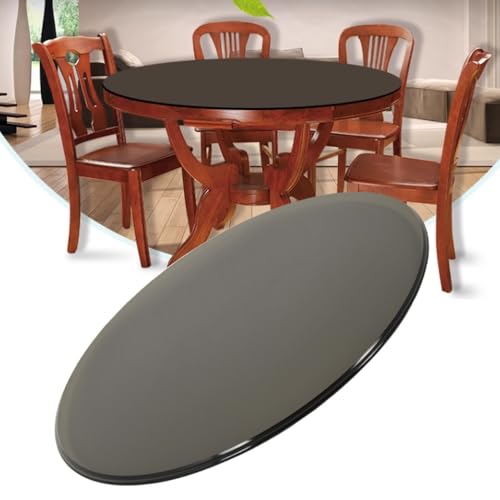 IMUNKT Runde Glasplatte Esstischplatte Aus Gehärtetem Glas 70cm 80cm 85cm 90cm 100cm Rund Tischplatte Glasscheibe, 10mm Dicke, Schwarz Glasplatte Ersatz(90cm/36inch) von IMUNKT