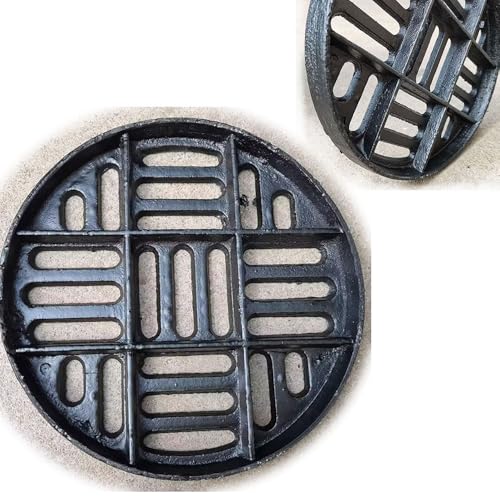 IMUNKT Runder Gusseisen Abflussrost 30x30 40x40 45x45cm Regenrinnen-Abflussgitter Garten Schachtabdeckung Auffangbecken/Außenbereich Kanalrost(45x45x3cm-17.7x17.7x1.2in) von IMUNKT