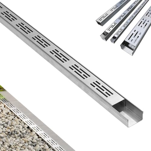 IMUNKT Schmaler Entwässerungsrinne Edelstahl-Rinnenabläufe, 3/3.5/4/5/7/10cm Breit 1m Lang, Lineare Abflussgitter Balkon/Terrassen Regenrinnenkanal(W5xH3cm(2x1 1/5in)) von IMUNKT