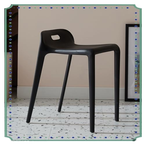 IMUNKT Stapelbar Hocker Aus Kunststoff 45cm, Barhocker Mit Kleinem Rückenlehne, Frühstücks Küchenstühle, Leichte Tragbare Hocker Für Kinder, Schulen, Wohnzimmer(Black) von IMUNKT