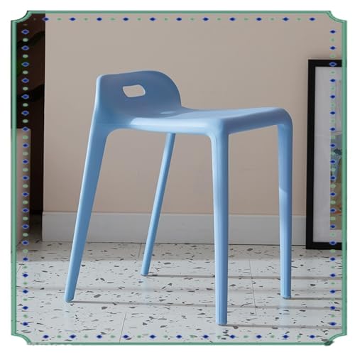 IMUNKT Stapelbar Hocker Aus Kunststoff 45cm, Barhocker Mit Kleinem Rückenlehne, Frühstücks Küchenstühle, Leichte Tragbare Hocker Für Kinder, Schulen, Wohnzimmer(Blue) von IMUNKT