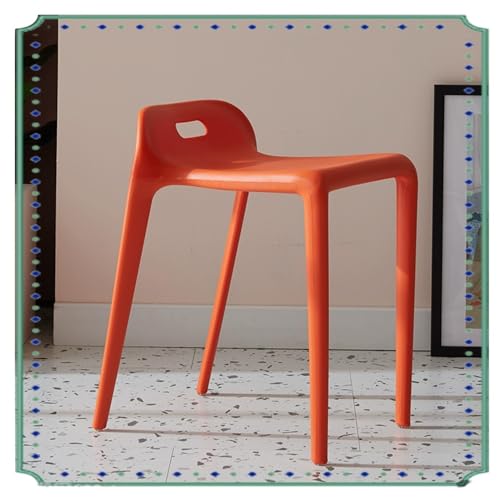 IMUNKT Stapelbar Hocker Aus Kunststoff 45cm, Barhocker Mit Kleinem Rückenlehne, Frühstücks Küchenstühle, Leichte Tragbare Hocker Für Kinder, Schulen, Wohnzimmer(Orange) von IMUNKT