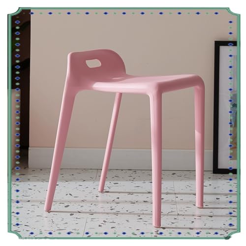 IMUNKT Stapelbar Hocker Aus Kunststoff 45cm, Barhocker Mit Kleinem Rückenlehne, Frühstücks Küchenstühle, Leichte Tragbare Hocker Für Kinder, Schulen, Wohnzimmer(Pink) von IMUNKT