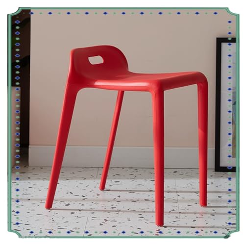 IMUNKT Stapelbar Hocker Aus Kunststoff 45cm, Barhocker Mit Kleinem Rückenlehne, Frühstücks Küchenstühle, Leichte Tragbare Hocker Für Kinder, Schulen, Wohnzimmer(Red) von IMUNKT