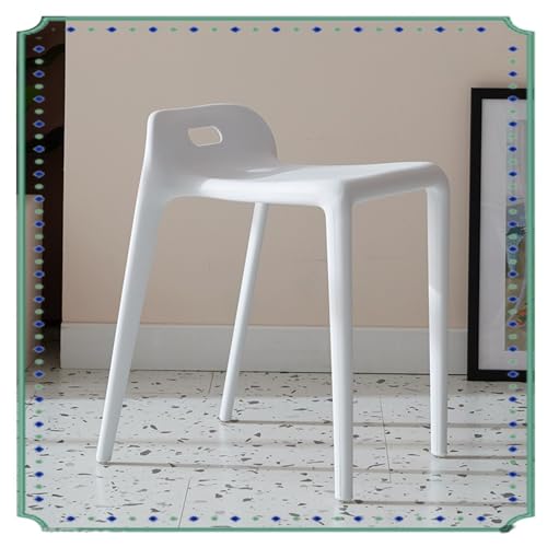 IMUNKT Stapelbar Hocker Aus Kunststoff 45cm, Barhocker Mit Kleinem Rückenlehne, Frühstücks Küchenstühle, Leichte Tragbare Hocker Für Kinder, Schulen, Wohnzimmer(White) von IMUNKT