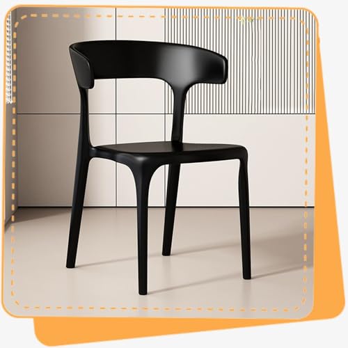 IMUNKT Stapelbarer Küchenstuhl Kunststoff Esszimmerstuhl 45cm Gartenstuhl Mit Rückenlehne Stapelstuhl Bistrostuhl (Keine Montage Erforderlich)(Black) von IMUNKT