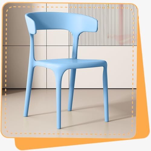 IMUNKT Stapelbarer Küchenstuhl Kunststoff Esszimmerstuhl 45cm Gartenstuhl Mit Rückenlehne Stapelstuhl Bistrostuhl (Keine Montage Erforderlich)(Light blue) von IMUNKT