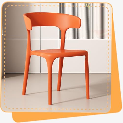 IMUNKT Stapelbarer Küchenstuhl Kunststoff Esszimmerstuhl 45cm Gartenstuhl Mit Rückenlehne Stapelstuhl Bistrostuhl (Keine Montage Erforderlich)(Orange) von IMUNKT