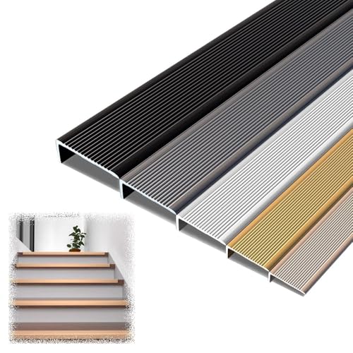 IMUNKT StufenKantenschutzprofil 50cm-140cm, Treppenkantenprofil Antirutsch Aluminium Winkelprofil, Breite:50mm Höhe:30mm, Treppenwinkel, Treppenprofil Für Innen Außen(Silver,L100cm/40in) von IMUNKT