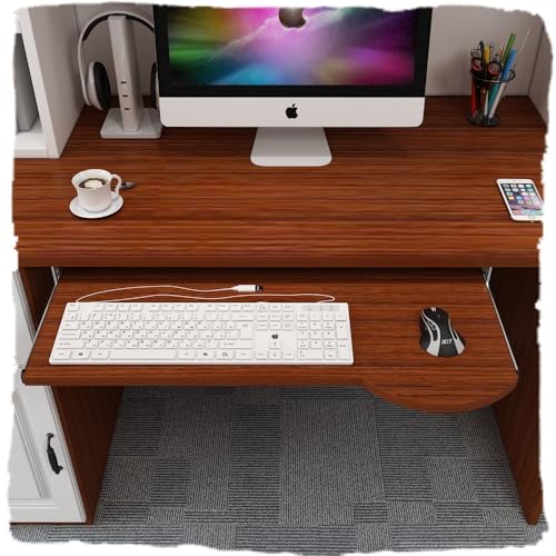 IMUNKT Tastaturschublade Unter Schreibtisch Ausziehbar Holz Tastaturauszug - Ergonomische Tastaturablage Schiebbarer - 60/70x26cm - Computer Tastaturständer - Zum Tippen(Teak,60cm/24in) von IMUNKT