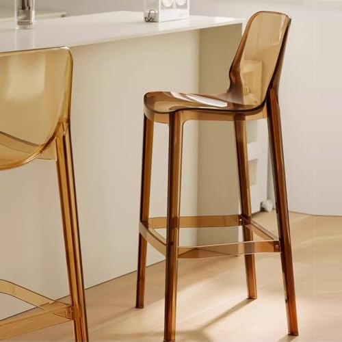 IMUNKT Transparent Tresenhocker Barhocker Mit Lehne 65 75 Cm Armlose Küchenstühle Acryl Stapelstuhl Für Küche, Wohnzimmer, Esszimmer(Brown,75cm/30") von IMUNKT
