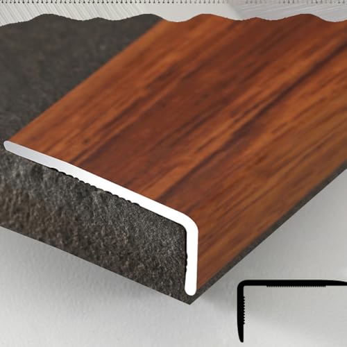IMUNKT Treppenkantenprofil Eckschutz 90cm 120cm Oberfläche Holzmaserung Stufenkantenschutz Aluminium-Profil 35x20mm Für Laminat Treppen Winkelprofil Treppenwinkel(Indonesian Rouge,L120cm-48in) von IMUNKT