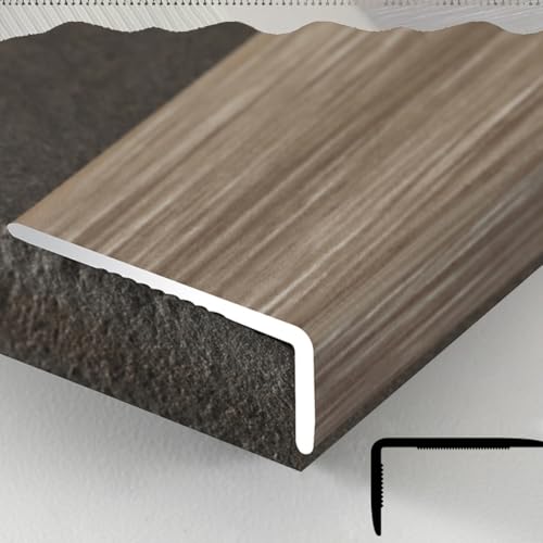 IMUNKT Treppenkantenprofil Eckschutz 90cm 120cm Oberfläche Holzmaserung Stufenkantenschutz Aluminium-Profil 35x20mm Für Laminat Treppen Winkelprofil Treppenwinkel(Striped Gray,L120cm-48in) von IMUNKT