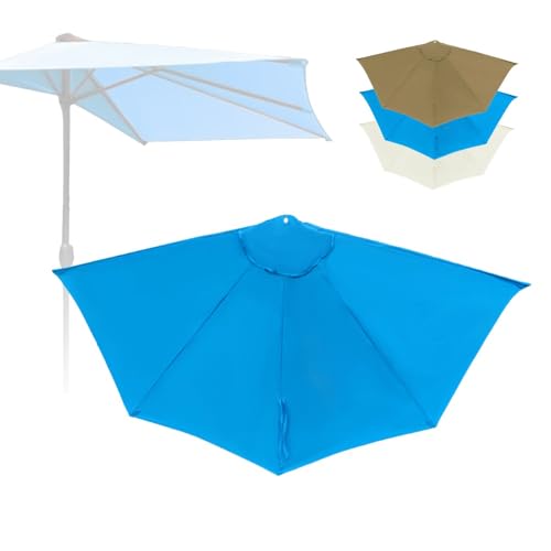 IMUNKT Weiß Halbrund Sonnenschirm Ersatzbezug 2.7m 5 Rippen, Halbschirm-Abdeckung Ersatzteile, Sonnenschirm-Stoffbezug Ersatzabdeckung Für Balkon, Garten, Pool(Blue) von IMUNKT