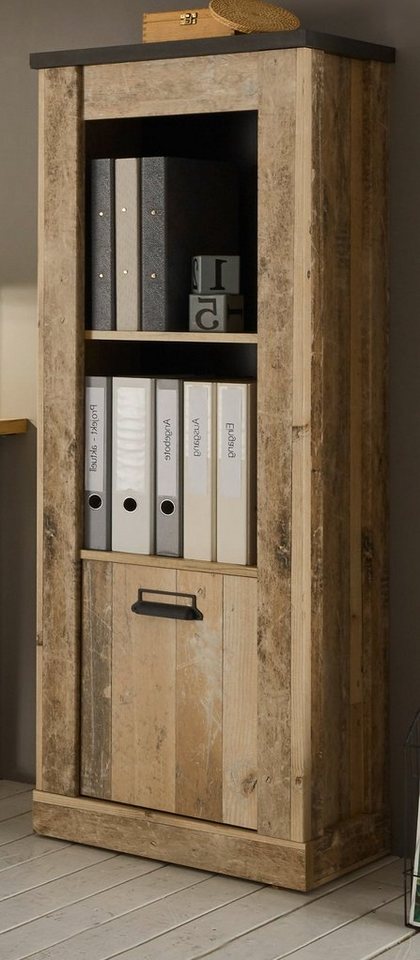 Furn.Design Aktenschrank Stove (Mehrzweck Büroschrank in Used Wood Vintage, 51 x 146 cm) mit Soft-Close von Furn.Design