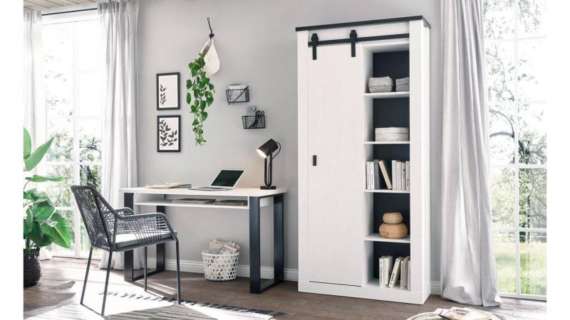 IMV Büromöbel-Set Büro-Set Sherwood O4 Office Pinie weiß und anthrazit, (2-tlg) von IMV