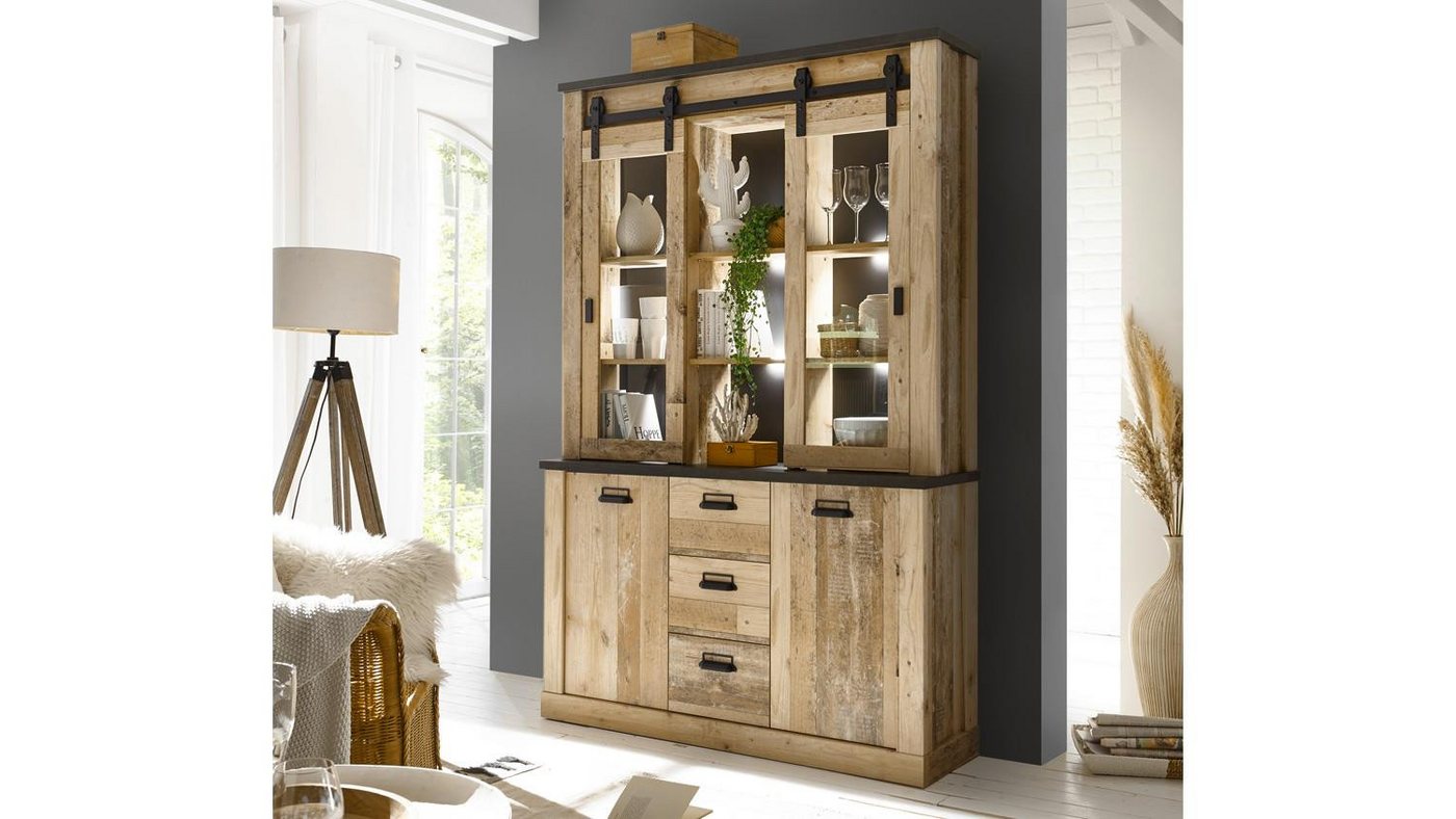 IMV Buffet Buffet Sherwood 57 Old Style hell anthrazit mit soft-close 133 cm von IMV