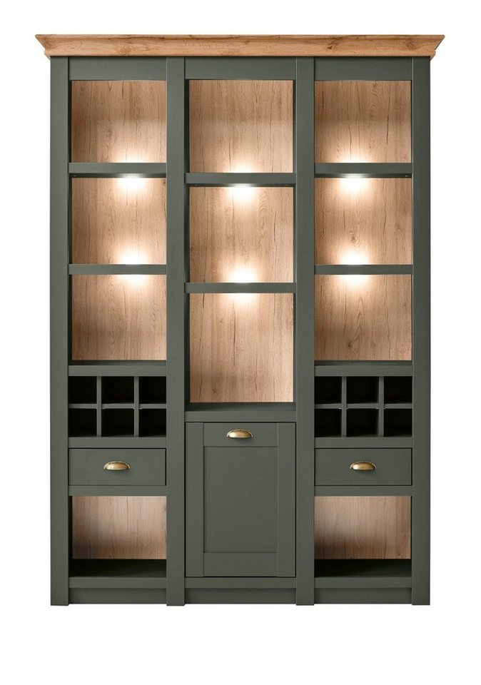 Furn.Design Buffet Norwich (Buffetschrank in dunklem grün mit Wotan Eiche, 147 x 207 cm) Landhausstil von Furn.Design