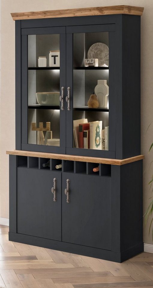 Furn.Design Buffet Ribera (Buffetschrank in matt grau mit Wotan Eiche, 110 x 201 cm) mit Weinregal, Soft-Close-Funktion von Furn.Design