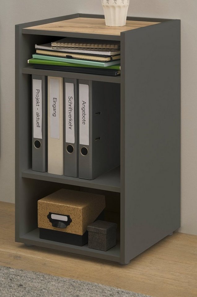 Furn.Design Container Center (Büroregal in grau matt mit Wotan Eiche, 40 x 70 cm) Schreibtischhöhe von Furn.Design