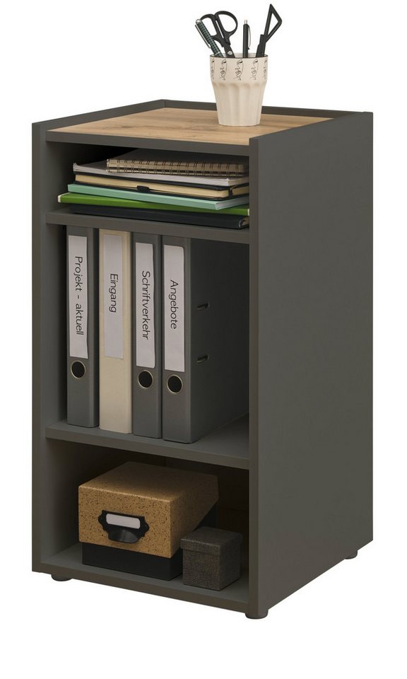 Furn.Design Container Center (Büroregal in grau matt mit Wotan Eiche, 40 x 70 cm) Schreibtischhöhe von Furn.Design