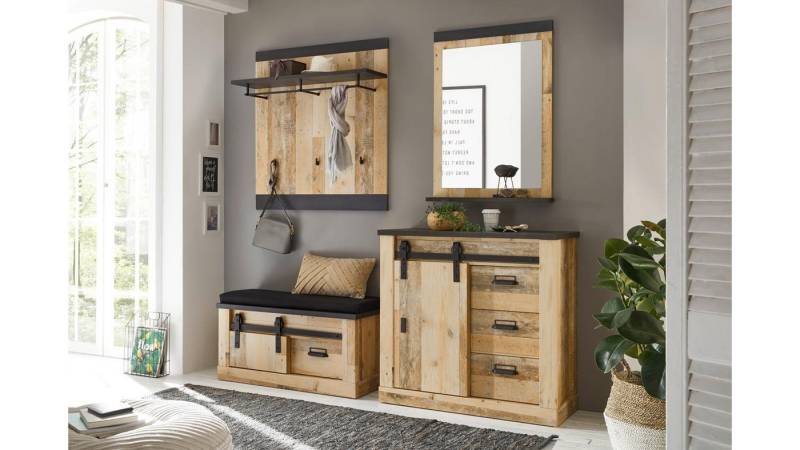 IMV Garderoben-Set Garderobe Sherwood G4 Old Style anthrazit mit Sitzkissen, (4-St) von IMV